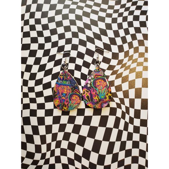 Handmade Unique Horror lover dangle large earrings. - Picture 2 of 4